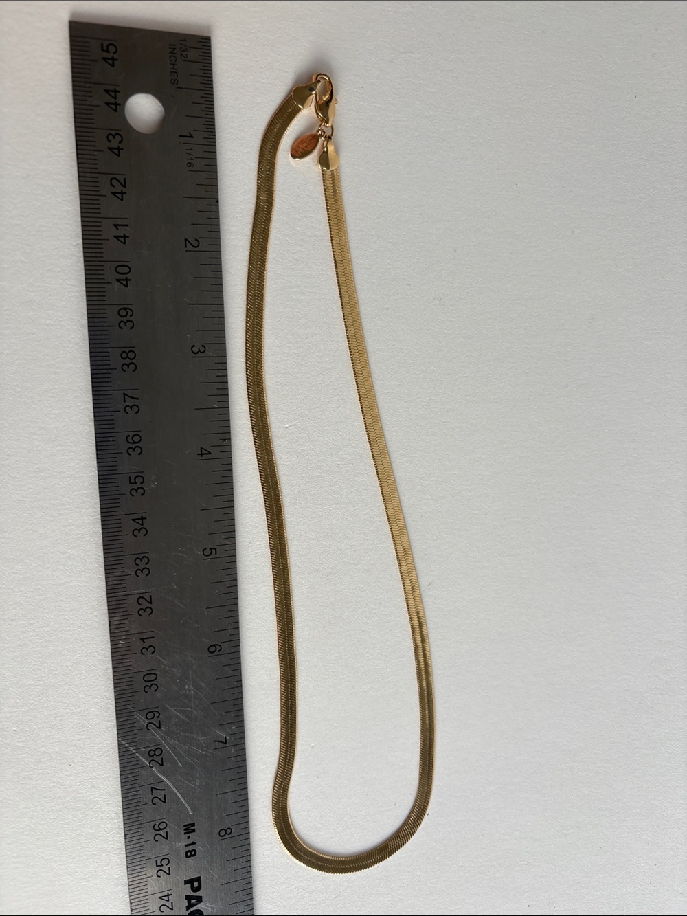 Gold Herringbone Necklace Sleek Flat Chain Women Jewelry - Picture 4 of 5
